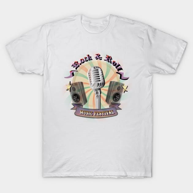 Rock And Roll Music Festival T-Shirt by iZiets